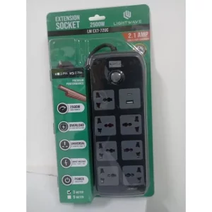 MULTIPRISE LIGHTWAVE 72UC 3P/7 WAY + 1USB + 1 TYPE C FAST CHARGING 3M